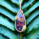 Sugar Babe Teardrop Opal Pendant in 22k Gold with 18k Gold Chain