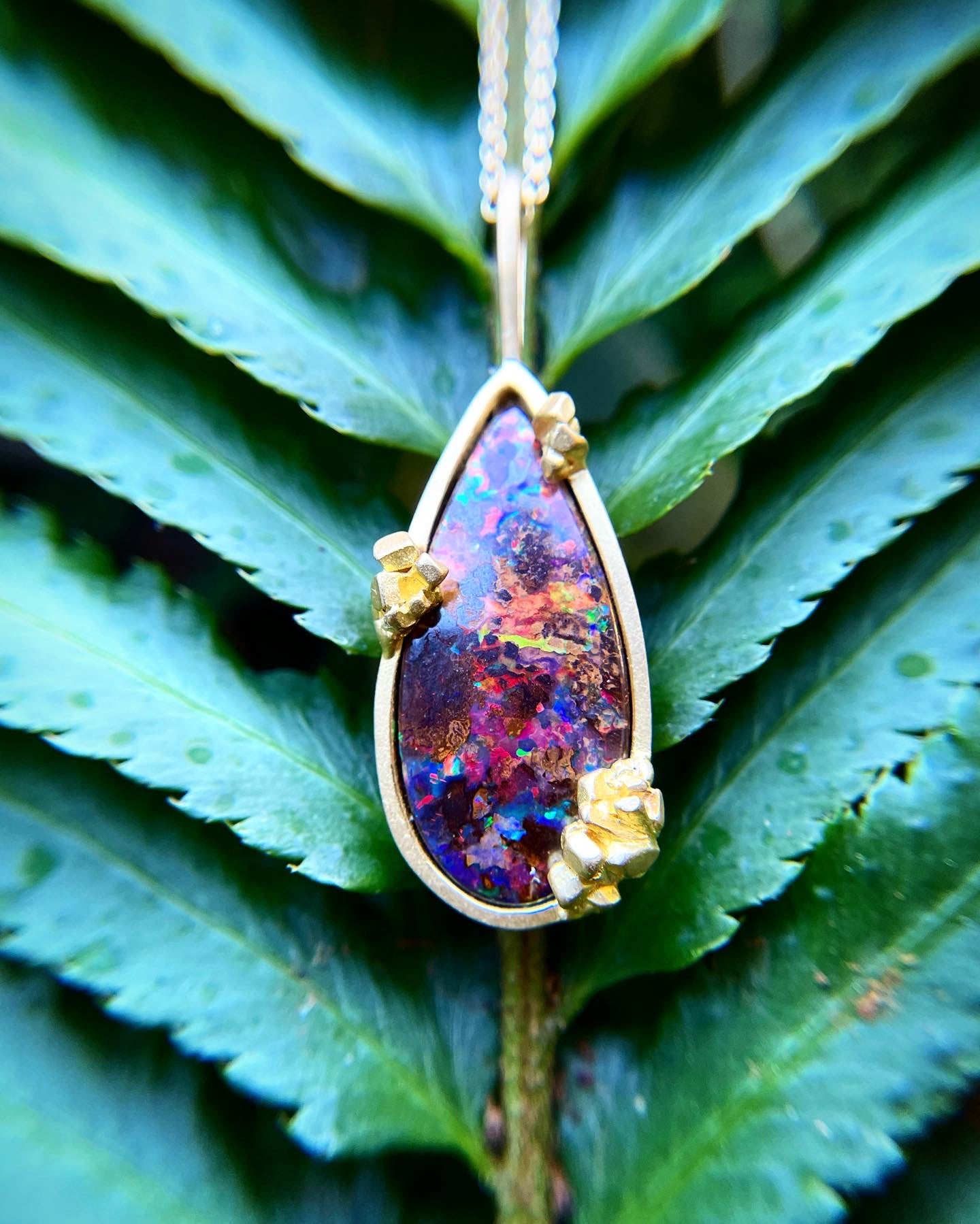 Sugar Babe Teardrop Opal Pendant in 22k Gold with 18k Gold Chain
