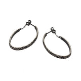 Oval Sand Hoop Earrings in Oxidized Silver