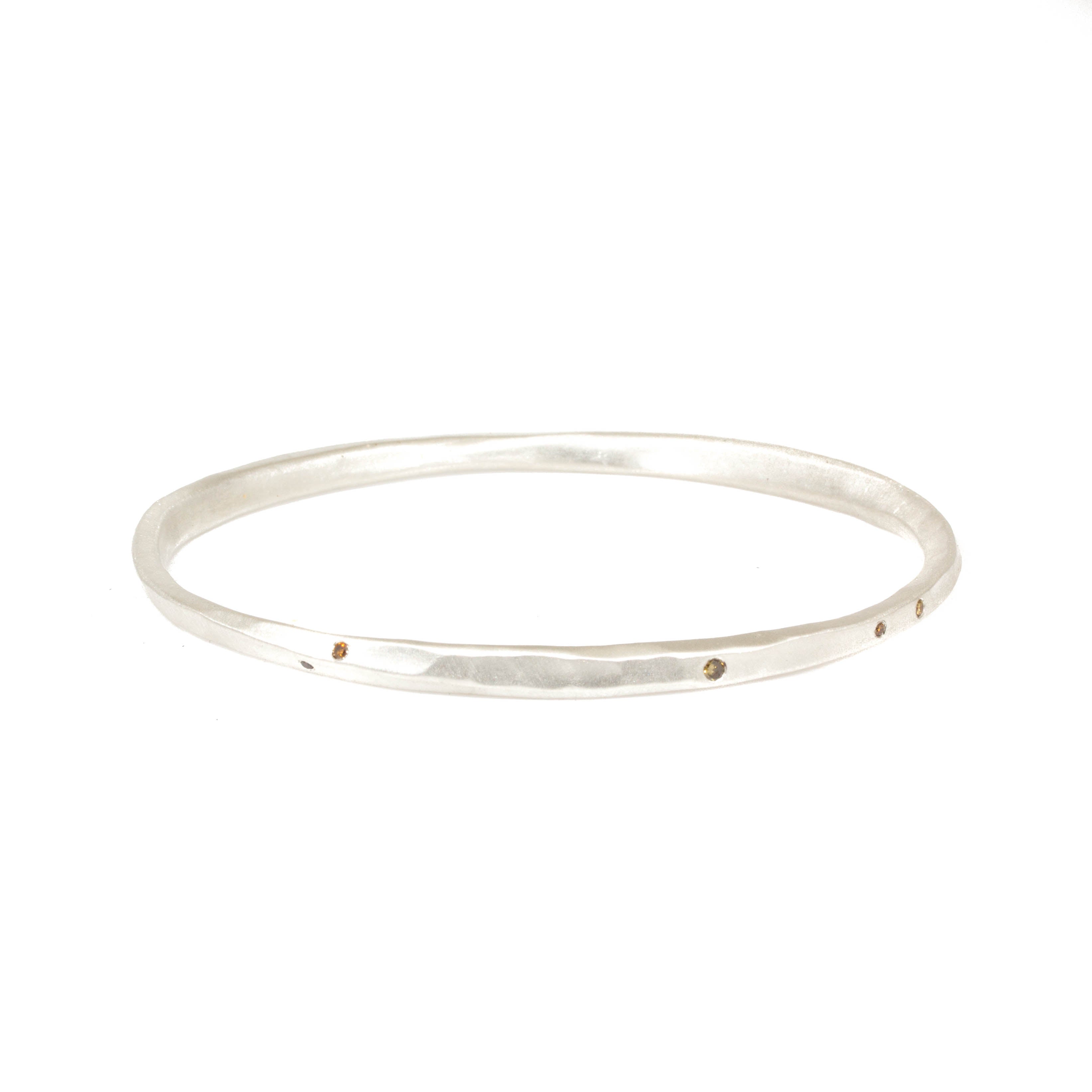 Oval Hammered Twist Bangle with (11) Autumn Diamonds in Silver