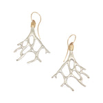 Aki Coral Branch Earrings in Silver and Bronze with White Diamonds