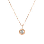White Diamond Pendant in Sand-Textured 14k Rose Gold
