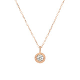 White Diamond Pendant in Sand-Textured 14k Rose Gold