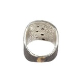 Shield Ring with Sapphires and Red Spinels in Platinum, 22k Gold and Silver
