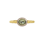 Oval Green Sapphire Solitaire Ring in Sand-Textured 18k Yellow Gold with 14k Palladium White Gold