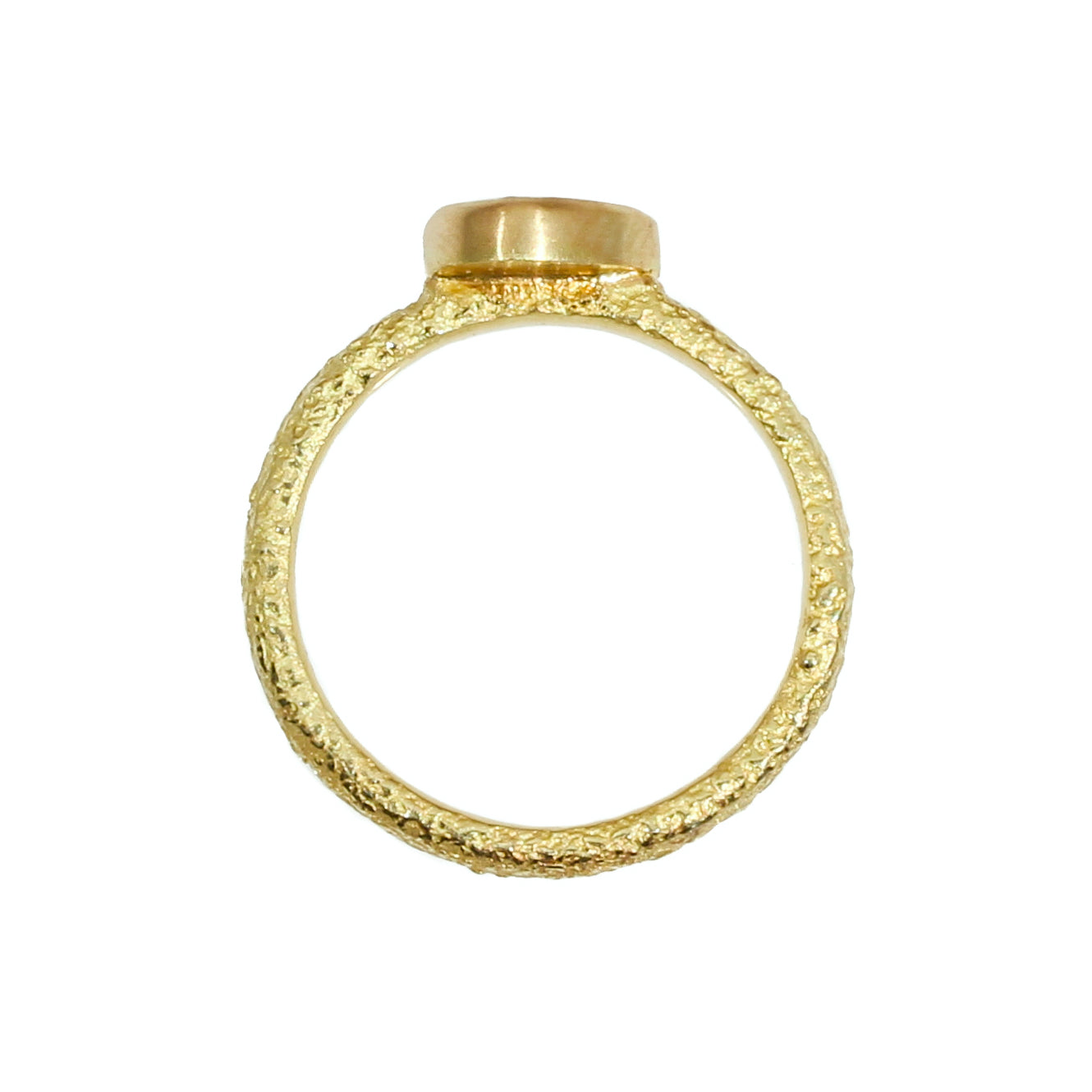 Organic Rosecut Sapphire Solitaire Ring in Sand-Textured 18k Yellow Gold