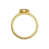 Organic Rosecut Sapphire Solitaire Ring in Sand-Textured 18k Yellow Gold