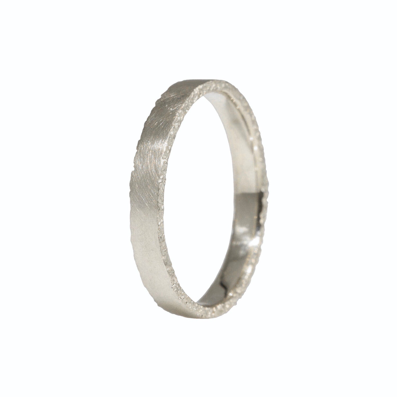 Narrow Sand Edge Band in 14k Palladium White Gold