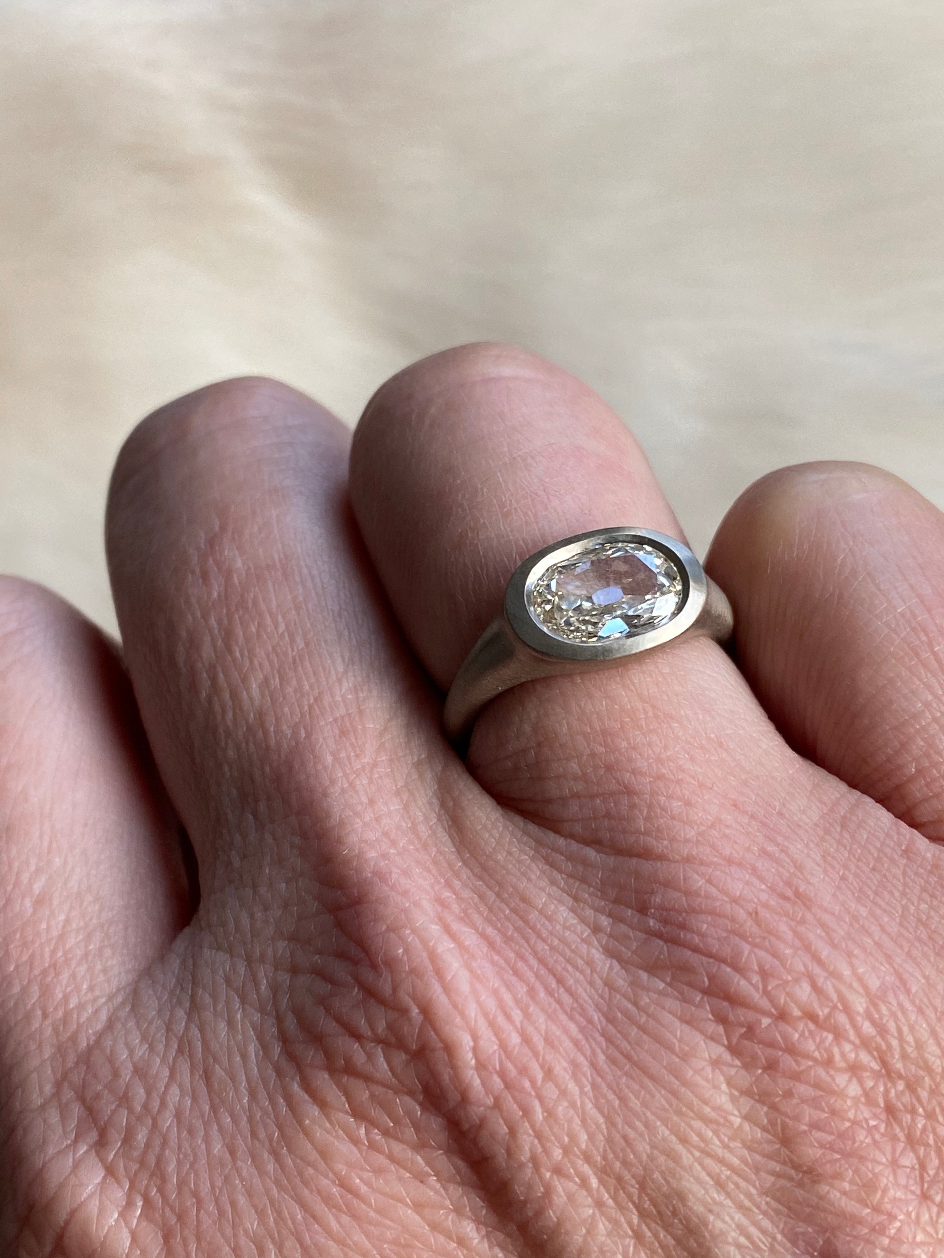 CUSTOM OMC Light Champagne Diamond Ring in 18k Warm White Gold