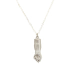 Hand of Figa Pendant in  Silver with White Diamond