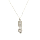 Hand of Figa Pendant in  Silver with White Diamond