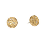 Medium Topography Post Earrings with Diamonds in Yellow Bronze