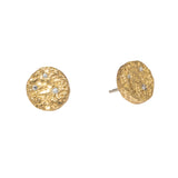 Medium Topography Post Earrings with Diamonds in Yellow Bronze