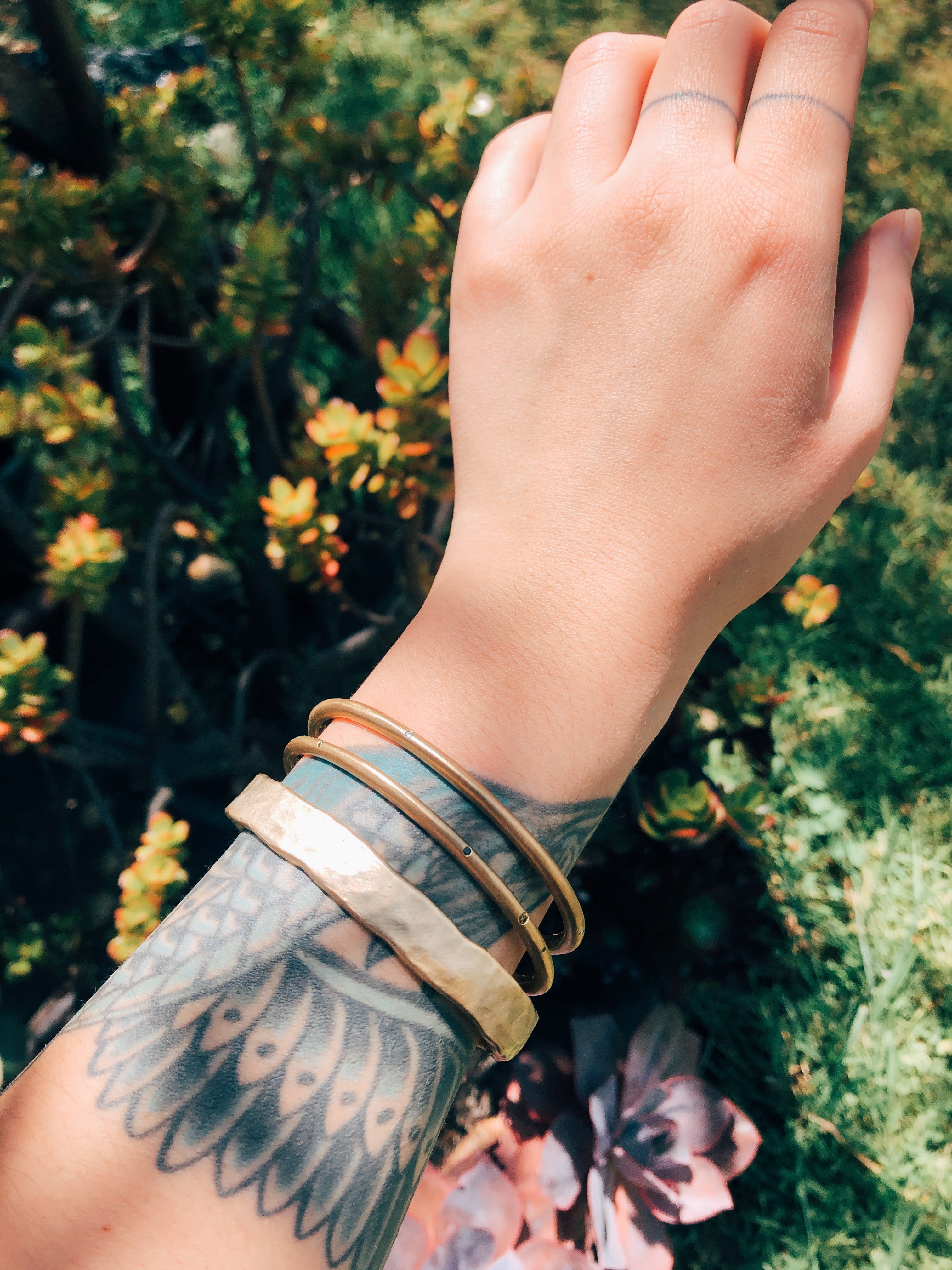 Heavy Oval Bangle in Yellow Bronze