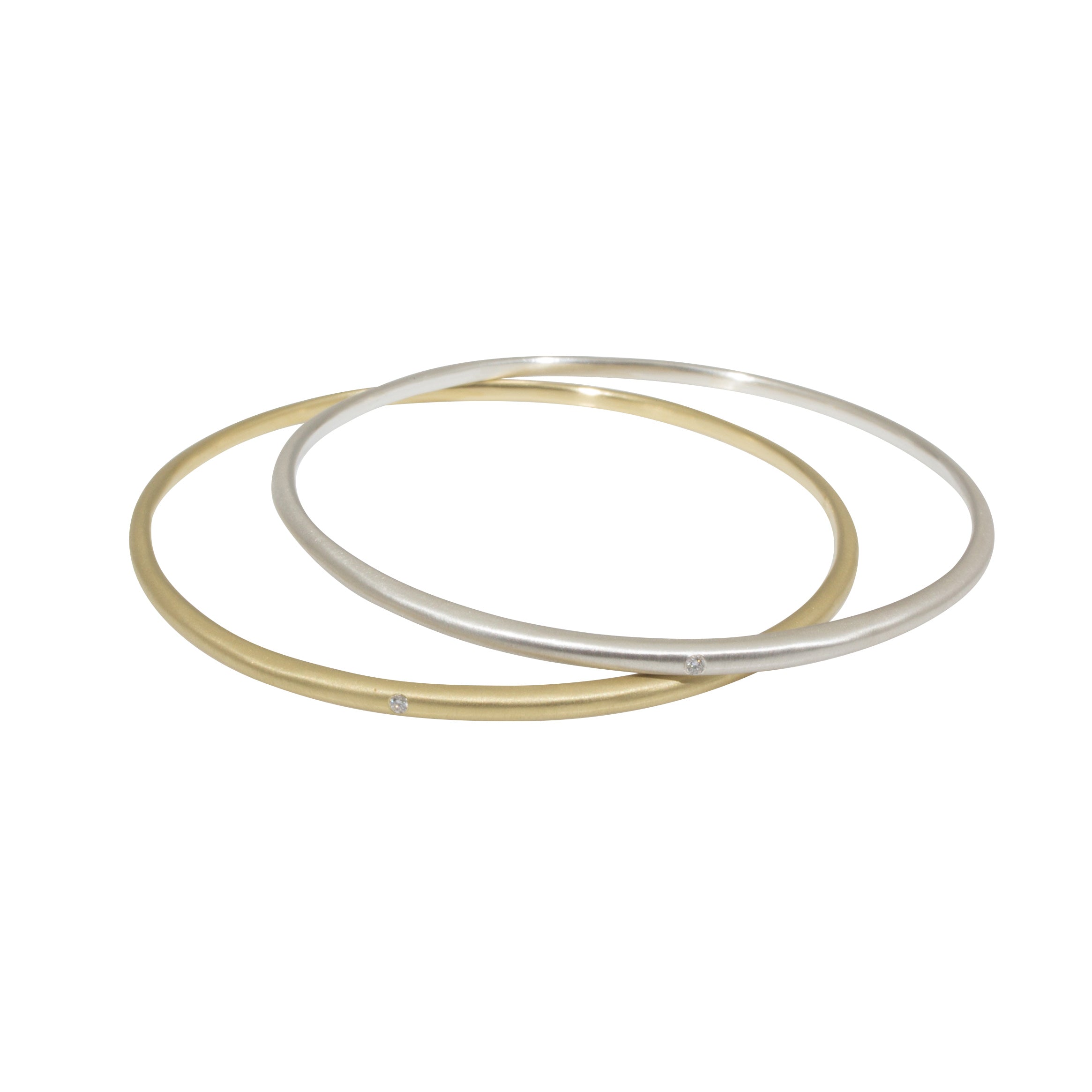 Delicate Tapered Bangle 14k Yellow Gold with White Diamond