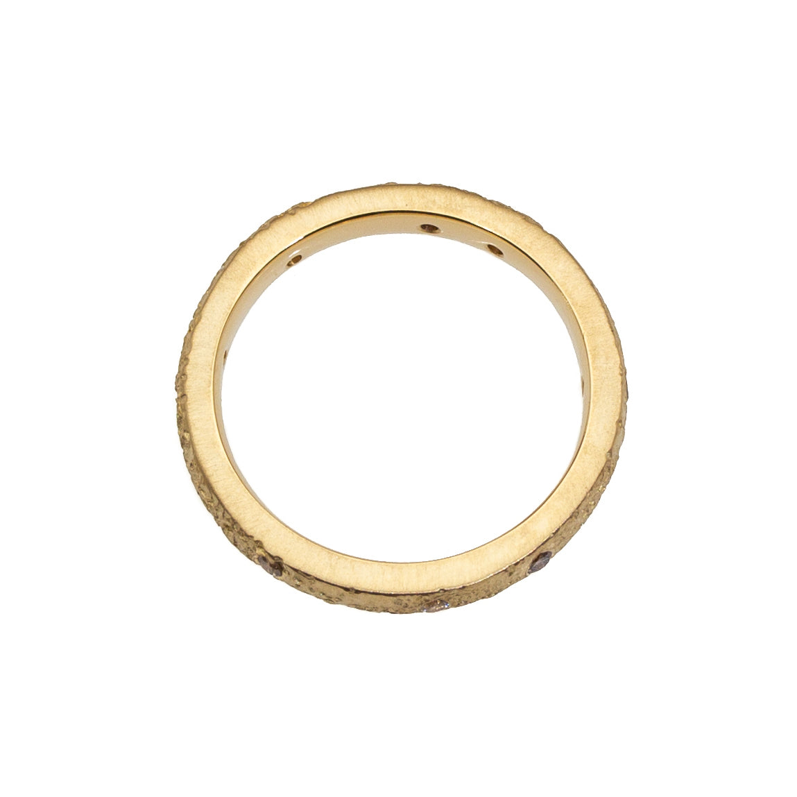 2.5mm Topography Band in 14k Yellow Gold with White & Cognac Diamonds