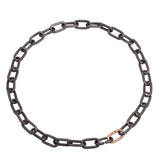Heavy Chain Necklace in Grey Steel and 14k Rose Gold