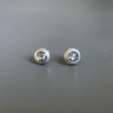 Salt & Pepper Diamond Post Earrings in Sand-Textured Platinum