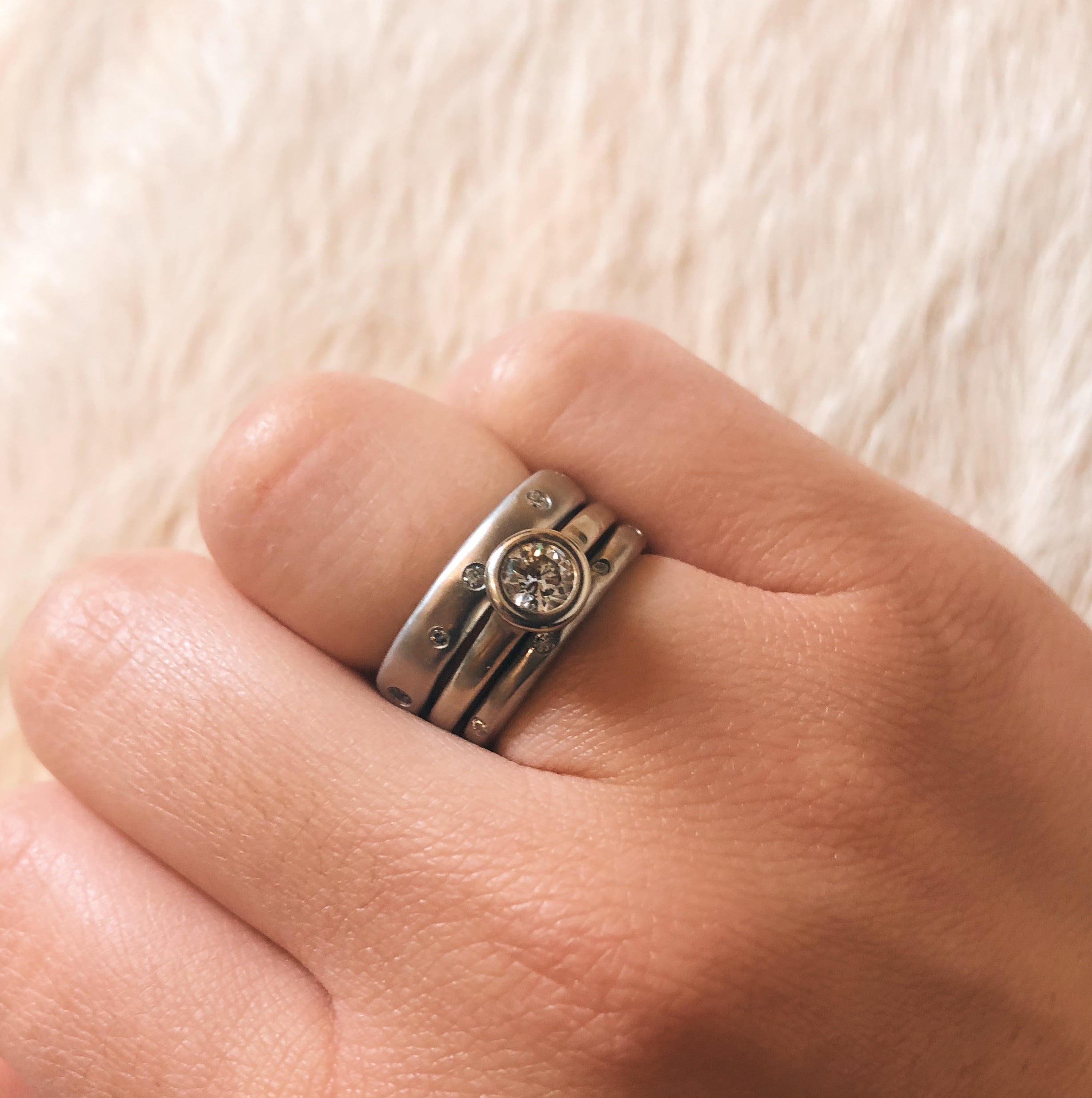 Raised Cup Solitaire with Diamond in 14k White Gold