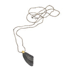 Mariposa Wing Pendant in Oxidized Silver and 18k Yellow Gold on Steel Cut Bead Chain