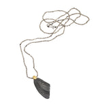 Mariposa Wing Pendant in Oxidized Silver and 18k Yellow Gold on Steel Cut Bead Chain