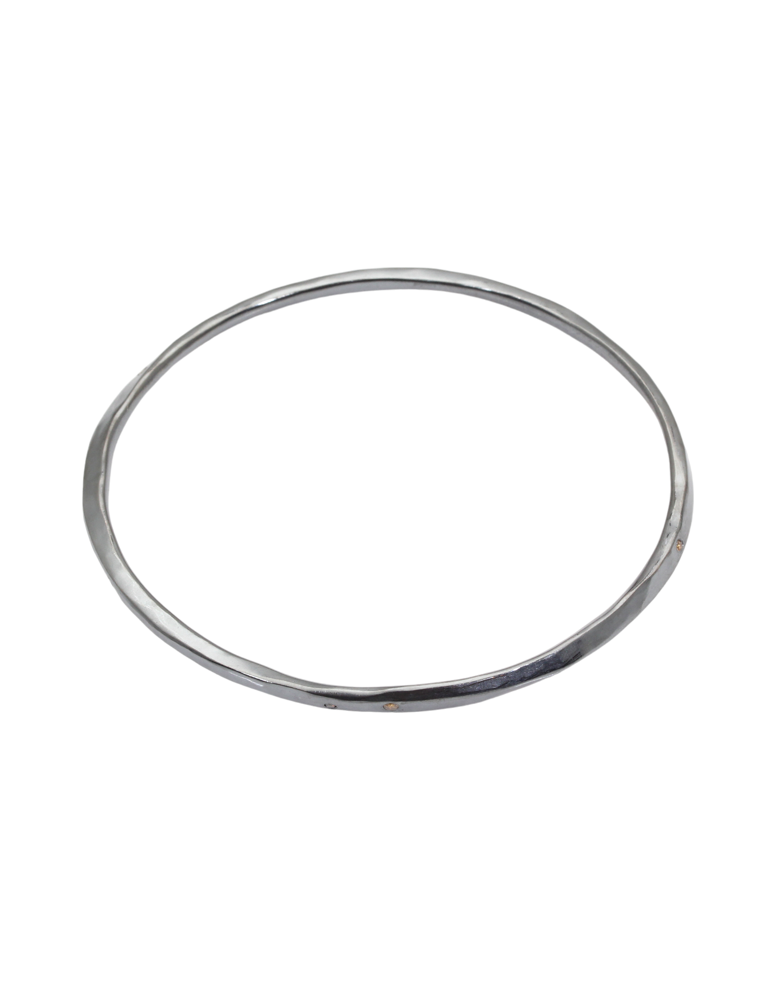 Hammered Twist Oval Bangle in Oxidized Silver with 9 Autumn Diamonds