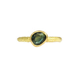Organic Rosecut Sapphire Solitaire Ring in Sand-Textured 18k Yellow Gold