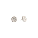 Medium Topography Post Earrings with (6) White Diamonds in Brushed Silver