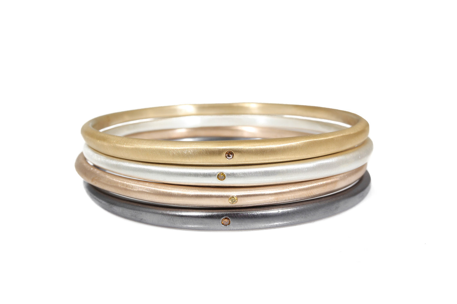Tapered Bangle with 1.8mm Autumn Diamond in Set of Four S