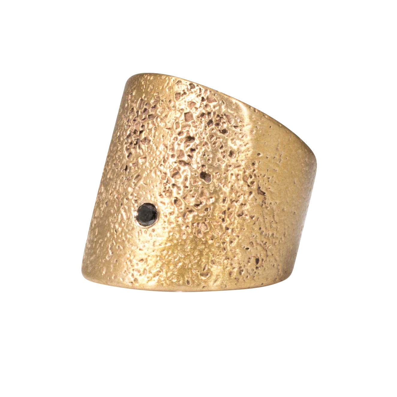 Textured Cuba Ring in Antique Bronze with 2.5 mm Black Diamond