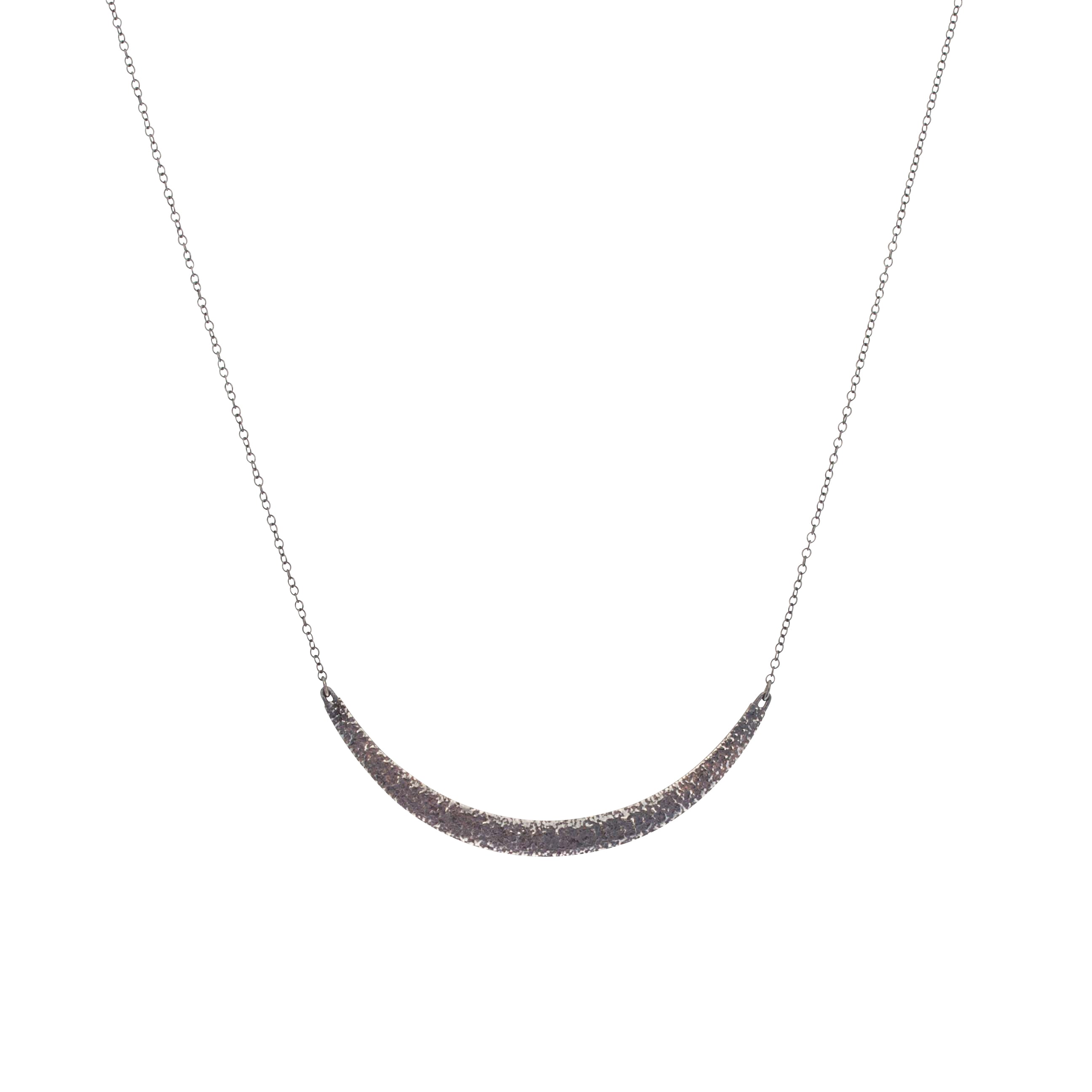 Compressed Sand Bar Necklace in Oxidized Silver