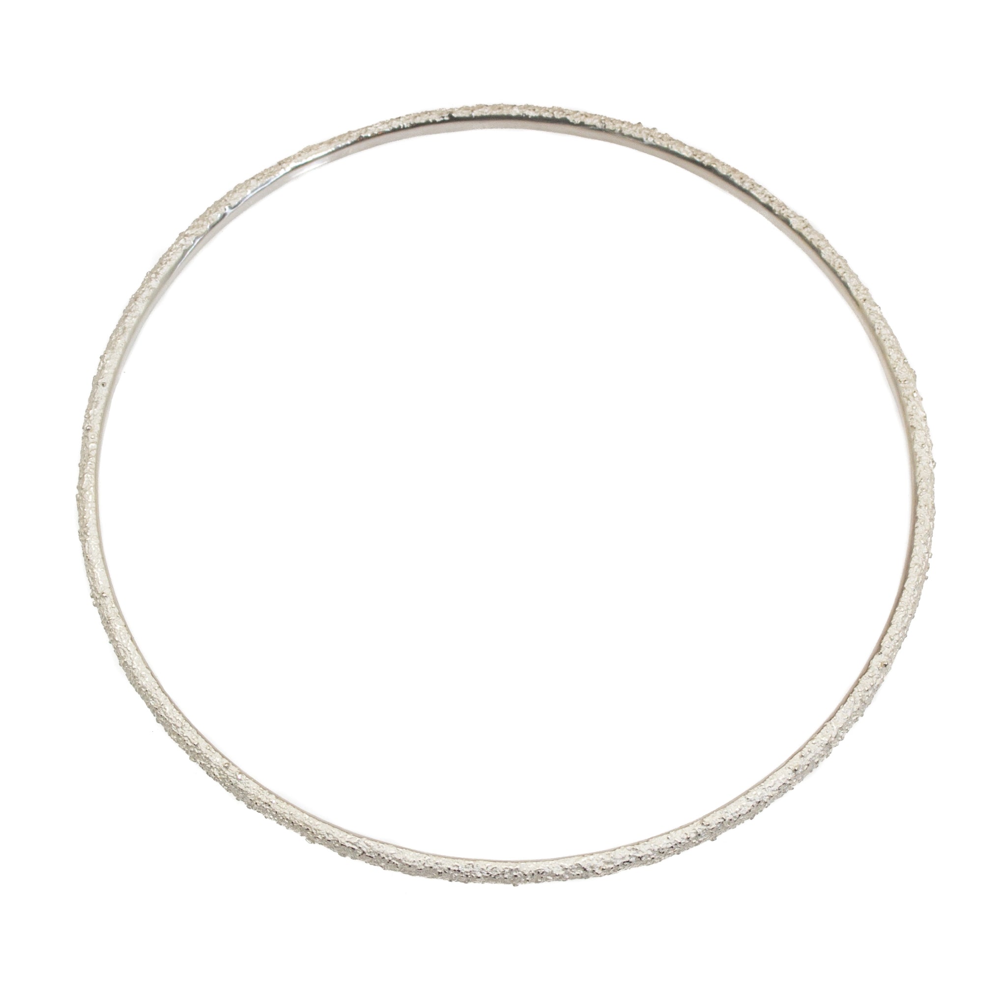 Round Sand Bangle in Silver