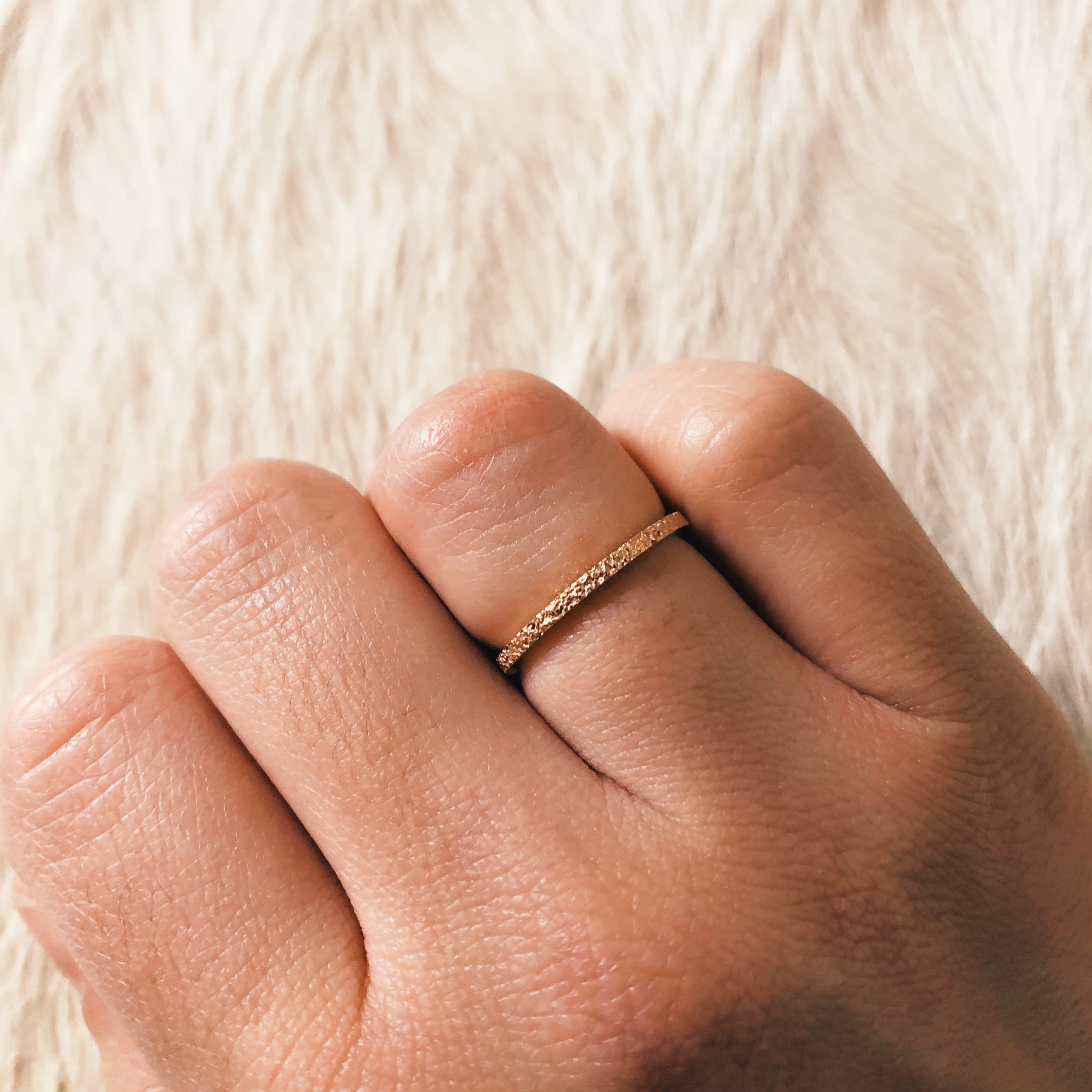 Slim Band in Sand-Textured 14k Rose Gold