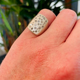 Box Ring in Silver with Grey Diamonds