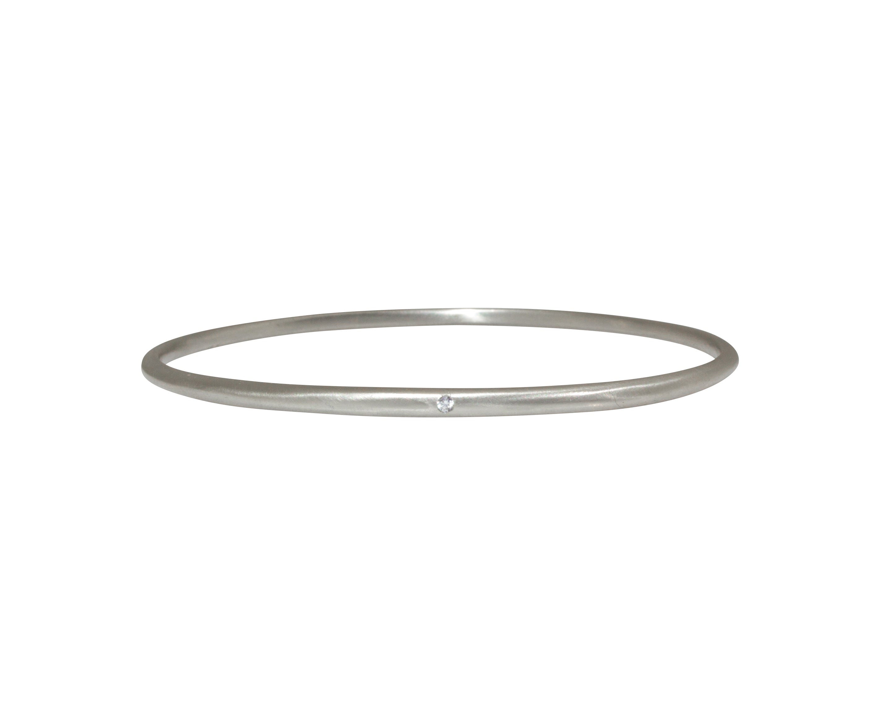 Delicate Tapered Bangle 14k White Gold with White Diamond