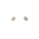 Angled Tube & White Diamond Post Earrings in 14k Palladium White Gold