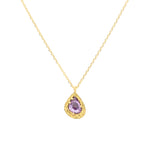 Teardrop Purple Sapphire Pendant in Sand-Textured 18k Yellow Gold