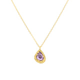 Teardrop Purple Sapphire Pendant in Sand-Textured 18k Yellow Gold