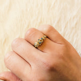 Diamond Cluster Ring with Antique Round Diamond in 14k Yellow Gold