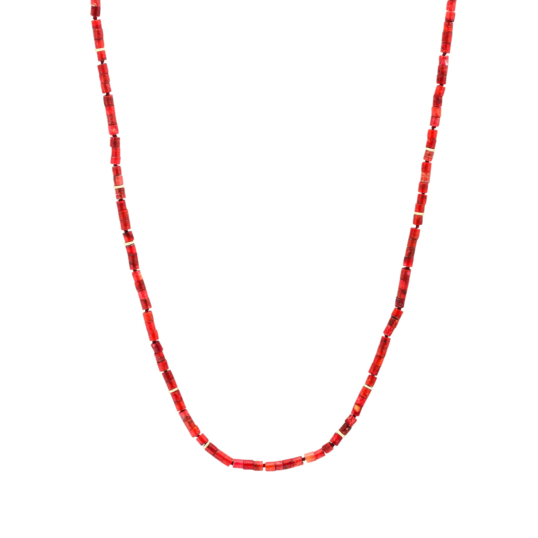 Red Coral Necklace with 18k Gold Beads