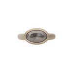Oval Rosecut Diamond Solitaire Ring in 14k Palladium White Gold