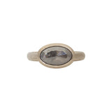 Oval Rosecut Diamond Solitaire Ring in 14k Palladium White Gold
