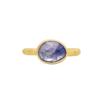 Organic Tanzanite Solitaire Ring in Sand-Textured 18k Yellow Gold
