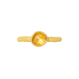 Organic Rosecut Yellow Sapphire Solitaire Ring in Sand-Textured 18k Yellow Gold