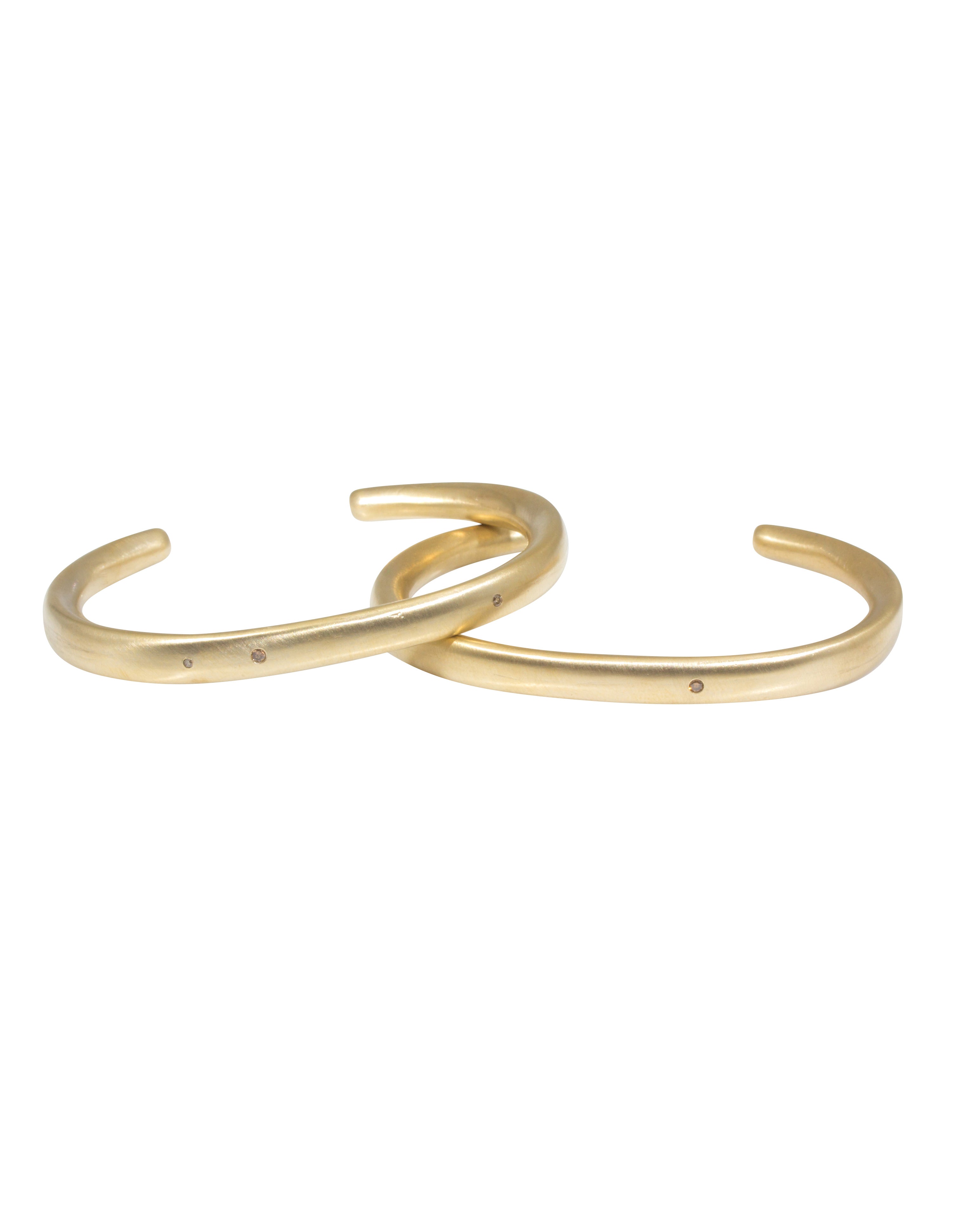 Plain Cuff in Golden Bronze with One Cognac Diamond
