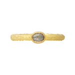 Oval Rosecut Diamond Stacking Ring in Sand-Textured 18k Yellow Gold