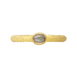 Oval Rosecut Diamond Stacking Ring in Sand-Textured 18k Yellow Gold