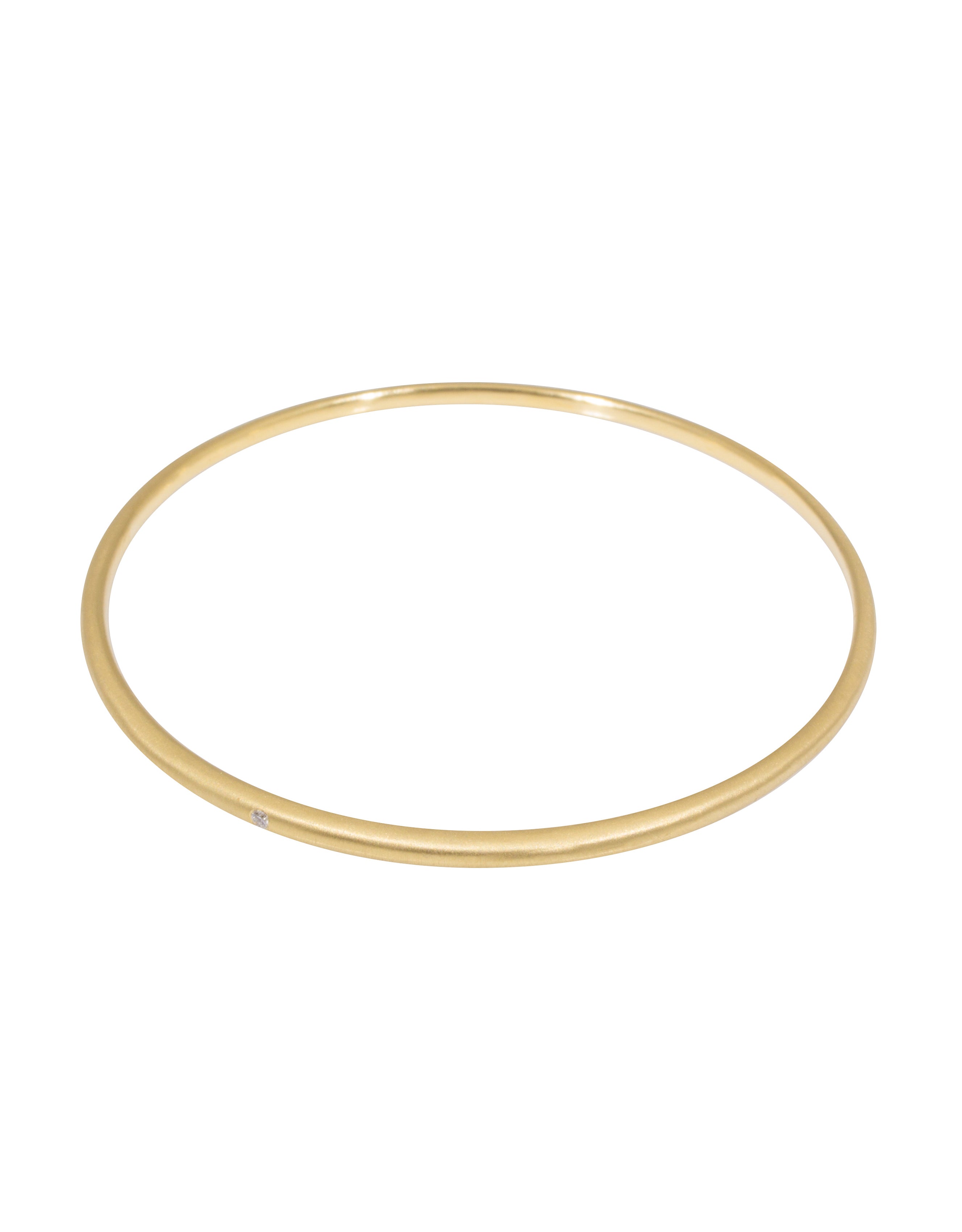 Delicate Tapered Bangle in 18k Yellow Gold with White Diamond