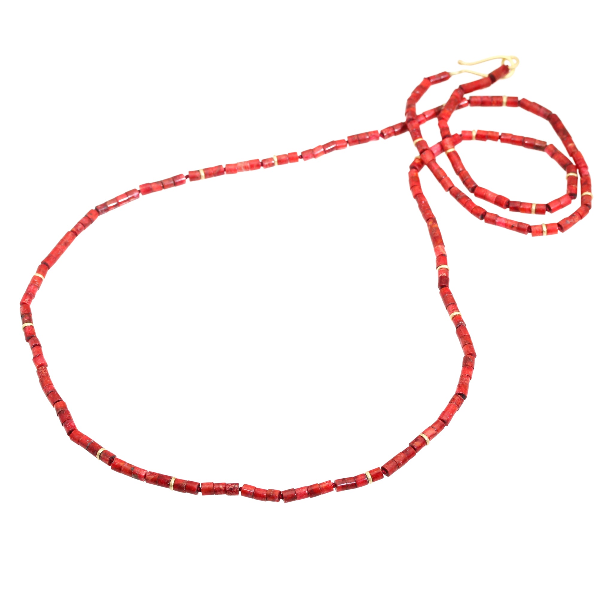 Red Coral Necklace with 18k Gold Beads