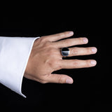 EQUINOX Pyramid Onyx Ring in Silver - Large